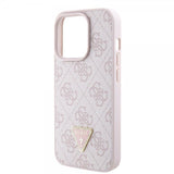 Guess iPhone 15 Pro Cover Metal Logo Rhinestone Crossbody Rem Rosa