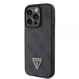 Guess iPhone 15 Pro Cover Metal Logo Rhinestone Crossbody Strap Sort