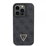 Guess iPhone 15 Pro Cover Metal Logo Rhinestone Crossbody Strap Sort