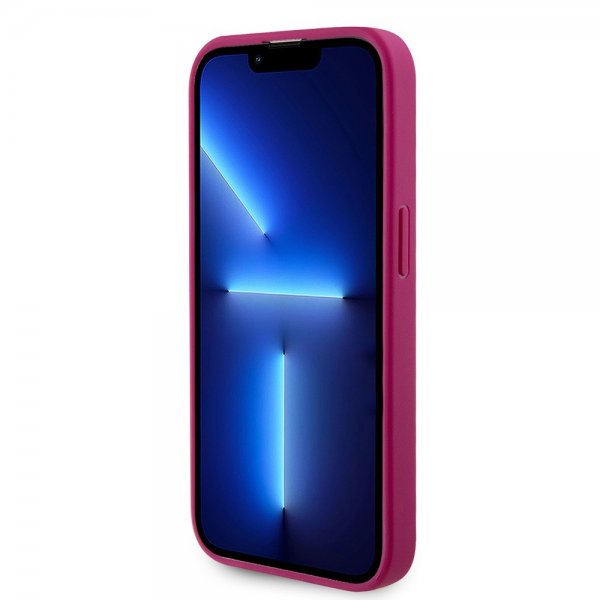Guess iPhone 15 Pro Cover Metal Logo Rhinsten Metallic Rosa