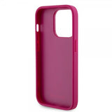 Guess iPhone 15 Pro Cover Metal Logo Rhinsten Metallic Rosa