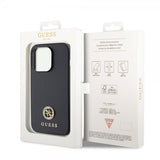 Guess iPhone 15 Pro Cover Metal Logo Rhinsten Sort