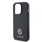 Guess iPhone 15 Pro Cover Metal Logo Rhinsten Sort