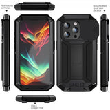 R-JUST iPhone 15 Pro Cover Metal Stødsikkert Kamerabeskyttelse Sort