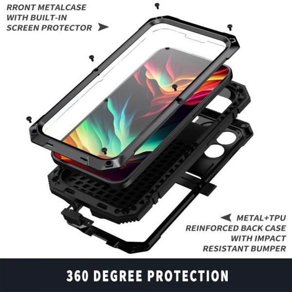 R-JUST iPhone 15 Pro Cover Metal Stødsikkert Sort