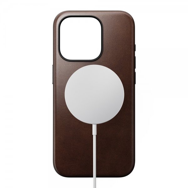 Nomad iPhone 15 Pro Cover Modern Leather Case Horween Rustic Brown