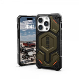 Urban Armor Gear (UAG) iPhone 15 Pro Cover Monarch Pro MagSafe Kevlar Element Green