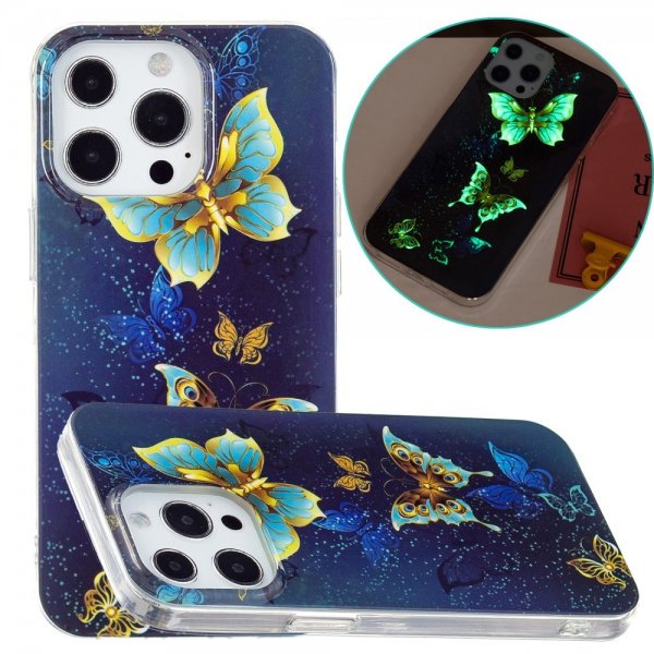iPhone 15 Pro Cover Motiv Gyldne Sommerfugle