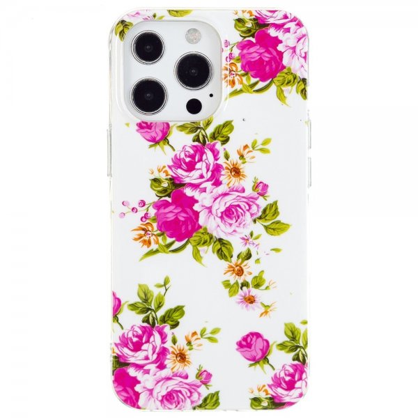 iPhone 15 Pro Cover Motiv Roser Hvid