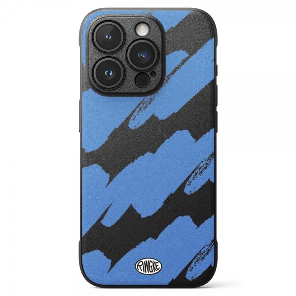 Ringke iPhone 15 Pro Cover Onyx Design Blue Brush