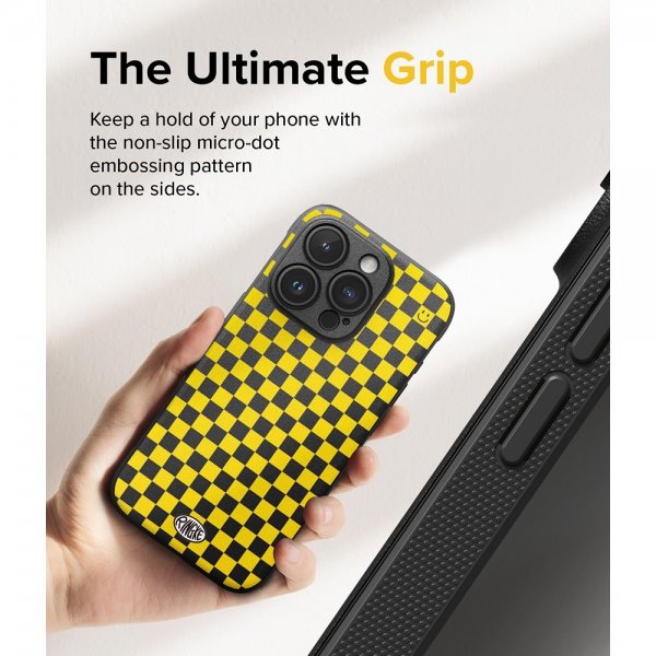 Ringke iPhone 15 Pro Cover Onyx Design Checkerboard Yellow