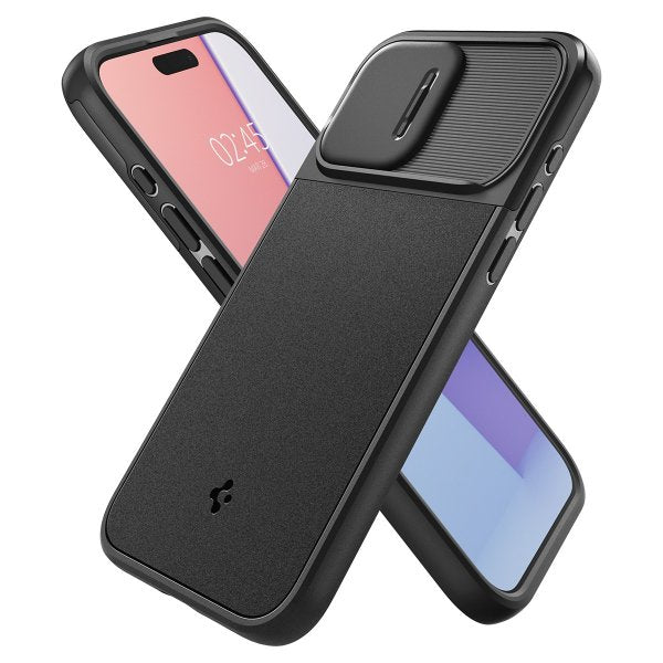 Spigen iPhone 15 Pro Cover Optik Armor MagFit Sort