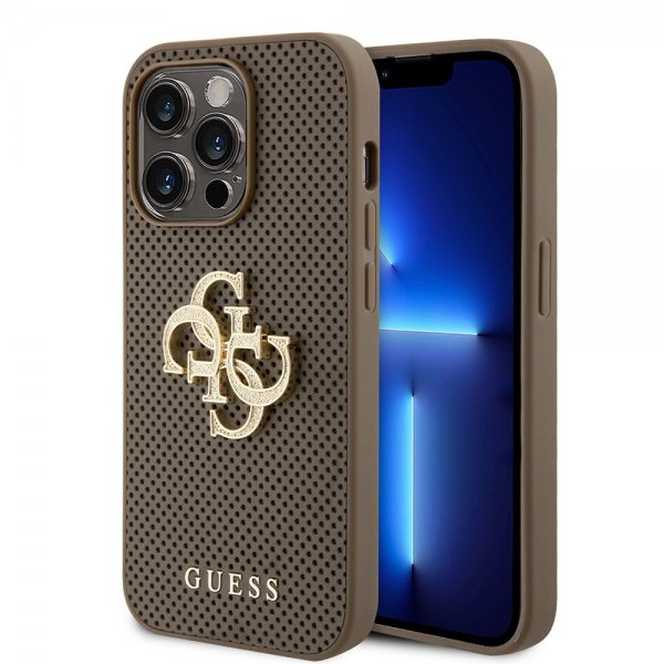 Guess iPhone 15 Pro Skal Perforated Glitter Brun