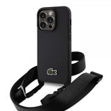 Lacoste iPhone 15 Pro Cover Petit Pique Logo Strap Sort