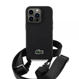 Lacoste iPhone 15 Pro Cover Petit Pique Logo Strap Sort