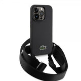 Lacoste iPhone 15 Pro Cover Petit Pique Logo Strap Sort