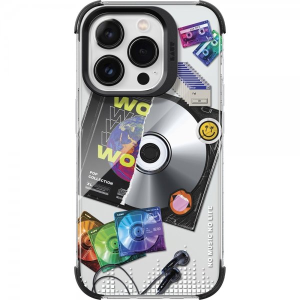 LAUT iPhone 15 Pro Cover POP RETRO MUSIC MagSafe