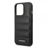 Karl Lagerfeld iPhone 15 Pro Cover Quilted Nylon Puffy Case Logo Plate Sort