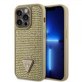 Guess iPhone 15 Pro Cover Rhinestone Guld