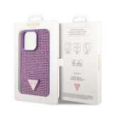 Guess iPhone 15 Pro Cover Rhinestone Lilla