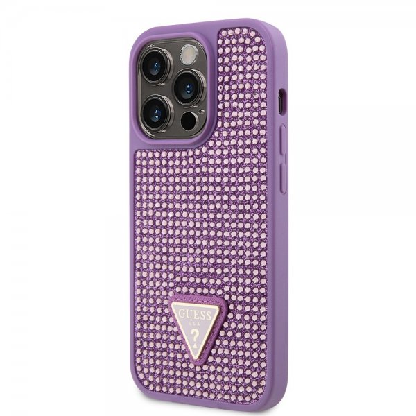 Guess iPhone 15 Pro Cover Rhinestone Lilla