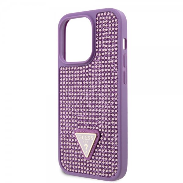 Guess iPhone 15 Pro Cover Rhinestone Lilla