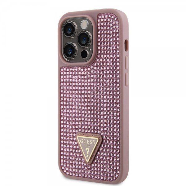 Guess iPhone 15 Pro Cover Rhinestone Rosa