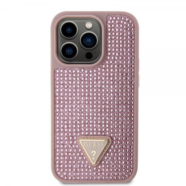 Guess iPhone 15 Pro Cover Rhinestone Rosa