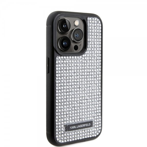 Karl Lagerfeld iPhone 15 Pro Cover Rhinestone Sølv