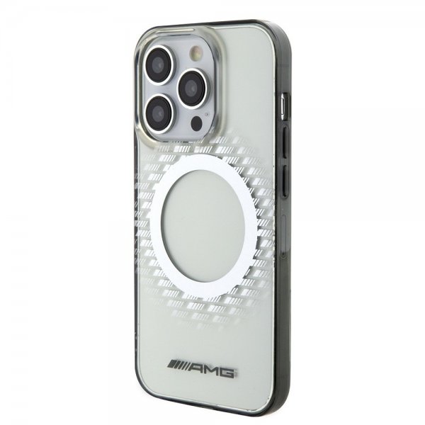 Mercedes Benz iPhone 15 Pro Cover Rhombus Pattern MagSafe AMG Transparent
