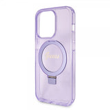 Guess iPhone 15 Pro Max Cover Ring Stand Glitter MagSafe Lilla