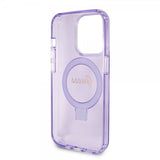 Guess iPhone 15 Pro Cover Ring Stand Glitter MagSafe Lilla