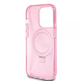 Guess iPhone 15 Pro Cover Ring Stand Glitter MagSafe Rosa
