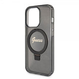 Guess iPhone 15 Pro Cover Ring Stand Glitter MagSafe Sort