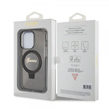 Guess iPhone 15 Pro Cover Ring Stand Glitter MagSafe Sort