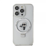 Karl Lagerfeld iPhone 15 Pro Cover Ring Stand MagSafe Hvid