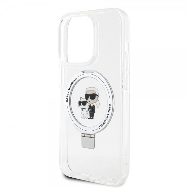 Karl Lagerfeld iPhone 15 Pro Cover Ring Stand MagSafe Hvid