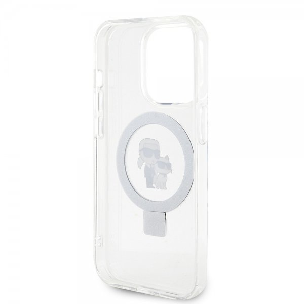 Karl Lagerfeld iPhone 15 Pro Cover Ring Stand MagSafe Hvid
