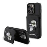 Karl Lagerfeld iPhone 15 Pro Cover Saffiano Kortpladser & Stand Sort