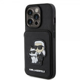 Karl Lagerfeld iPhone 15 Pro Cover Saffiano Kortpladser & Stand Sort