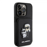 Karl Lagerfeld iPhone 15 Pro Cover Saffiano Kortpladser & Stand Sort