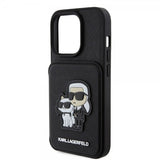 Karl Lagerfeld iPhone 15 Pro Cover Saffiano Kortpladser & Stand Sort