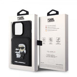 Karl Lagerfeld iPhone 15 Pro Cover Saffiano Kortpladser & Stand Sort