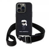 Karl Lagerfeld iPhone 15 Pro Cover Saffiano Crossbody Sort