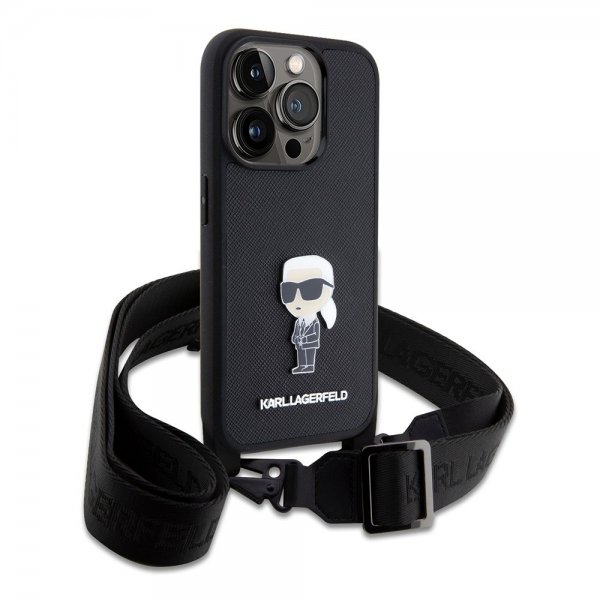 Karl Lagerfeld iPhone 15 Pro Cover Saffiano Crossbody Sort