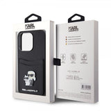 Karl Lagerfeld iPhone 15 Pro Cover Saffiano Double Cardslot Sort