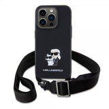 Karl Lagerfeld iPhone 15 Pro Cover Saffiano Karl & Choupette Crossbody Sort
