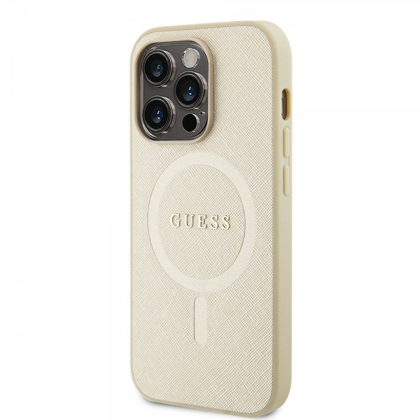 Guess iPhone 15 Pro Cover Saffiano MagSafe Beige