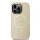 Guess iPhone 15 Pro Cover Saffiano MagSafe Beige