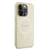 Guess iPhone 15 Pro Cover Saffiano MagSafe Beige
